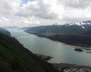 View of Gastineau Channel as seen from top of mountain