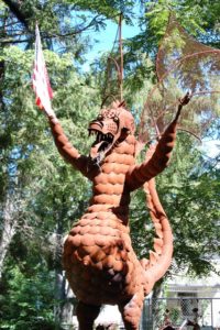 20 foot tall Jurustic Park dragon in Marshfield, WI