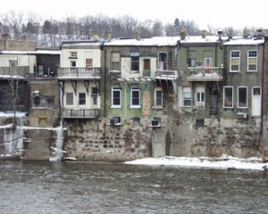 Homes and businesses along the river in Paris