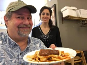 Sumoflam with Nancy Starvaggi Schaffer, showing off the AMAZING homemade sausage and pasta