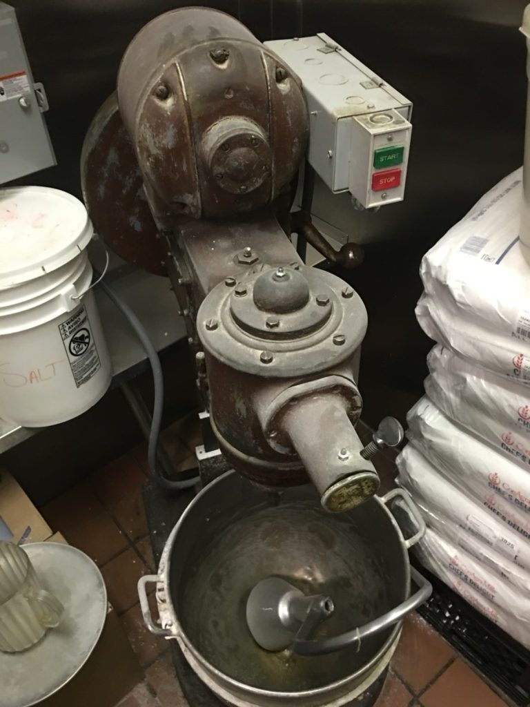 The old reliable dough mixer at Mama Santa's has been around for decades apparently