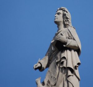One of the Statues on top of the Holy Rosary Church in Little Italy