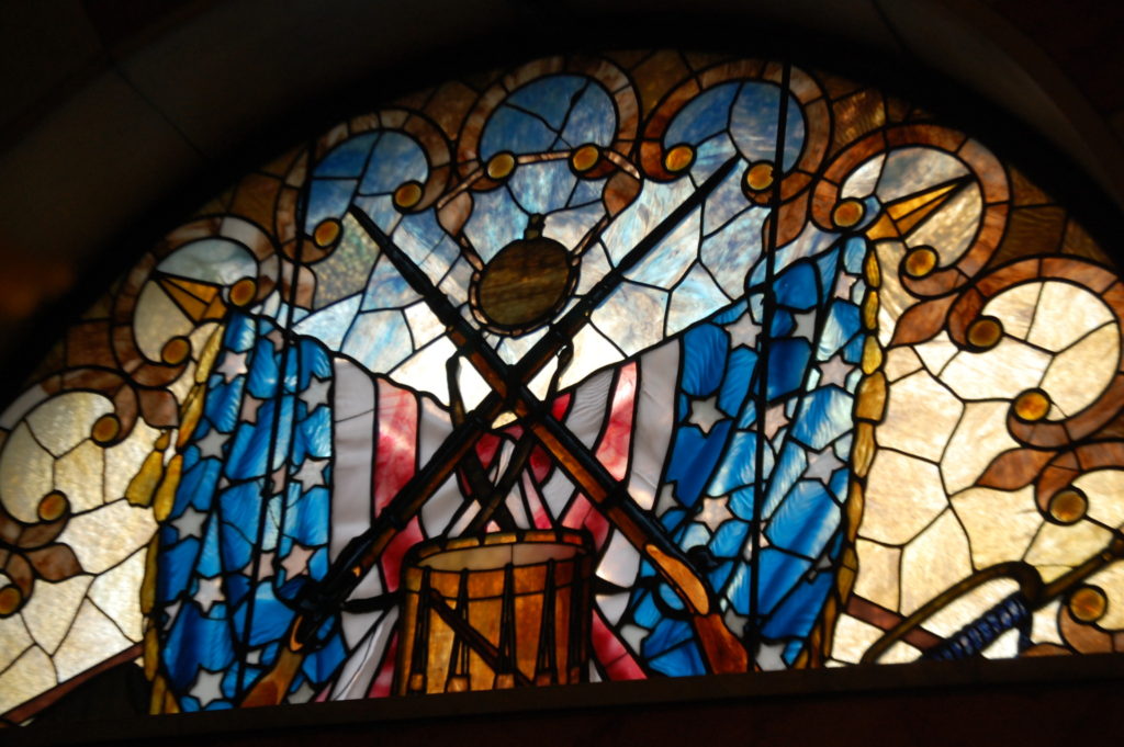 One of a number of Stained Glass Windows as seen from inside the monument