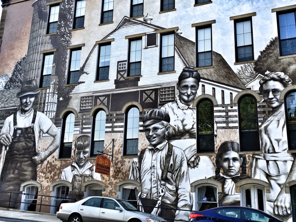 The huge Heritage Harvesters mural in downtown Wilmington, OH