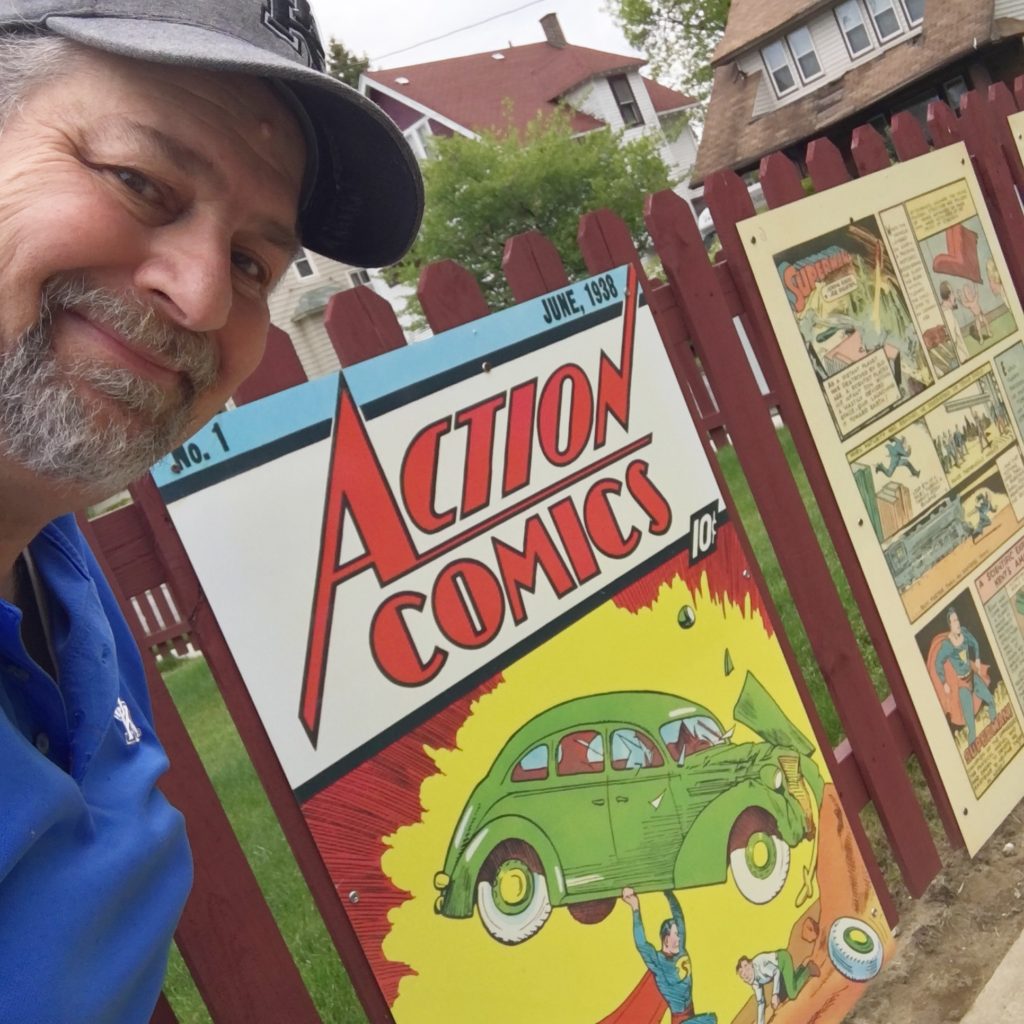 Action Comics blowups at Joe Schuster Home