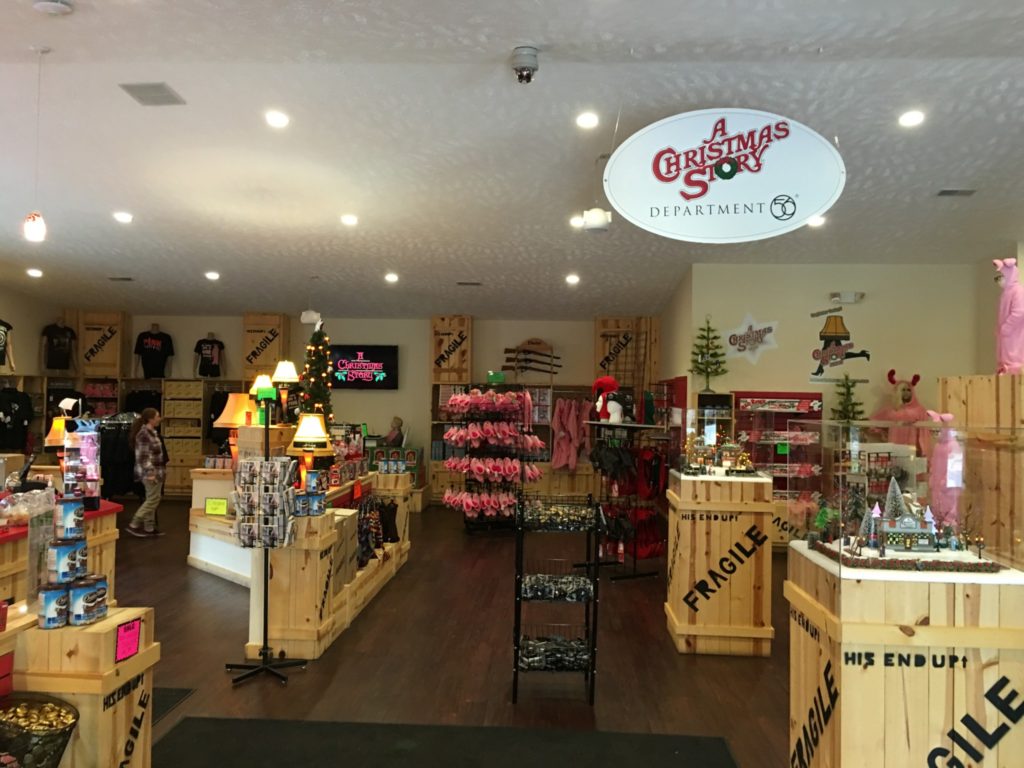 A view of the inside of the A Christmas Story Gift Shop