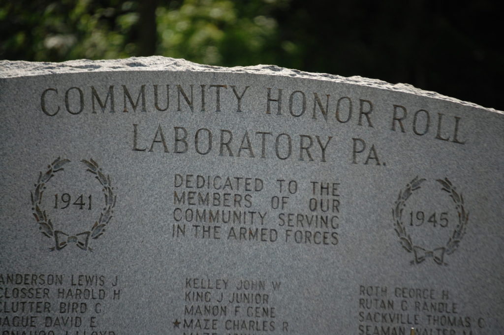 Community Honor Roll for Veterans in Laboratory, PA