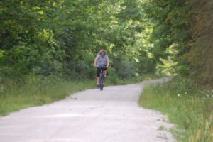 Julianne riding the Dawkins Line Trail in SE Kentucky