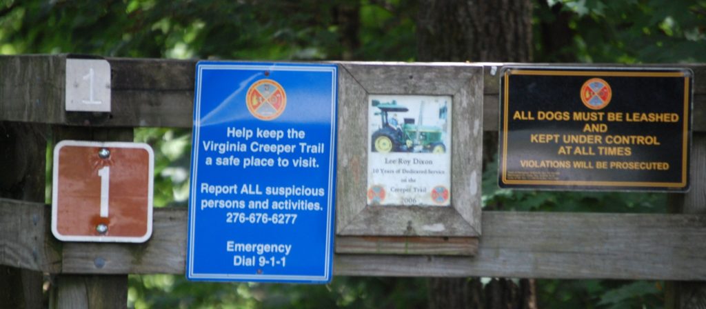 Signage at the Abingdon Trailhead - Bridge Number 1