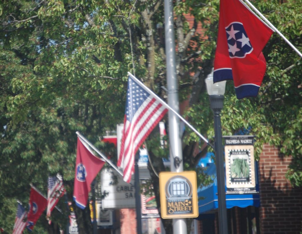 The Tennessee side of State Street in Bristol, VA