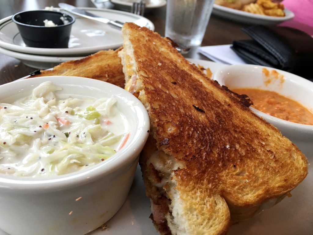 David had a Reuben sandwich with three cheeses and their homemade "Mill Slaw". Their tomato dipping sauce was to die for