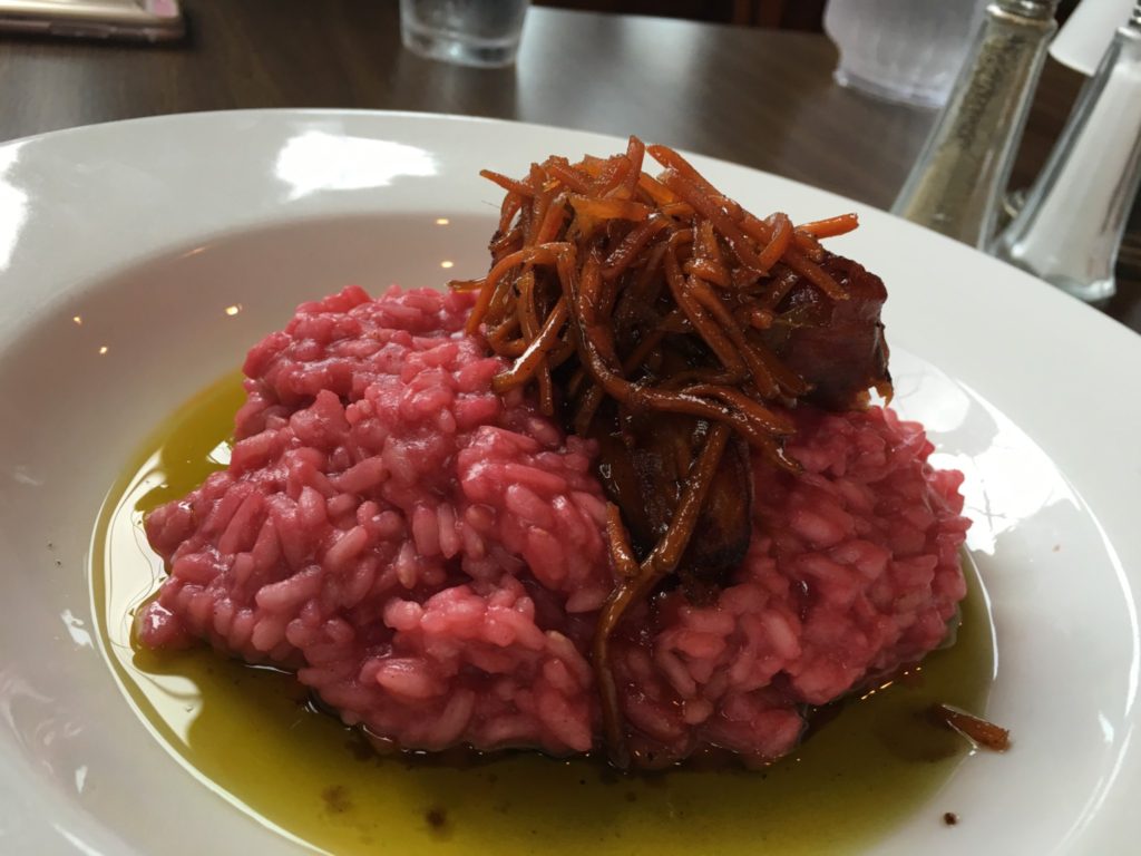 Julianne had a Beet Risotto with spiced root vegetables. It was delectable