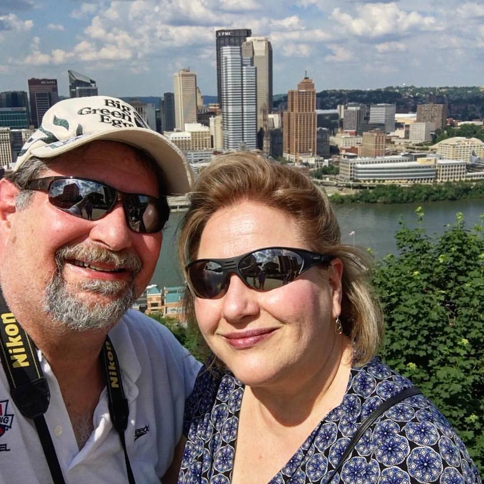 Overlooking Pittsburgh with wife Julianne