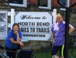 Julianne and Laura at the North Bend Rail Trail HQ in Cairo, WV