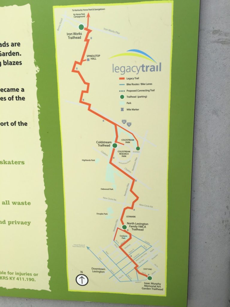The Legacy Trail Map as seen at the Iron Works (Horse Park) trailhead