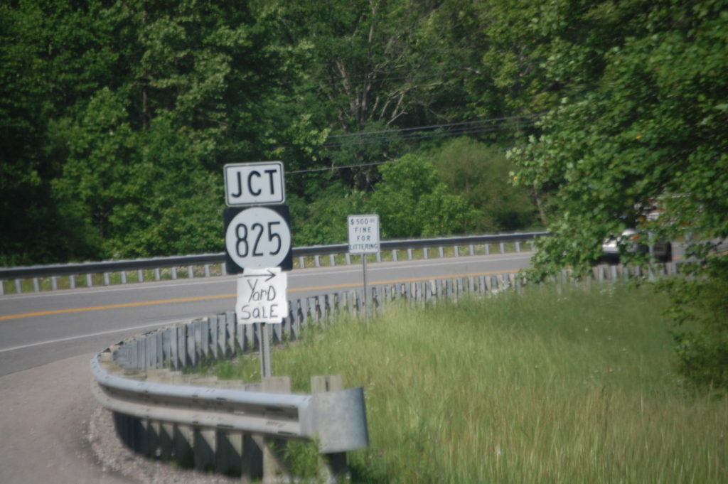 Junction with KY 825 near Swamp Branch Road