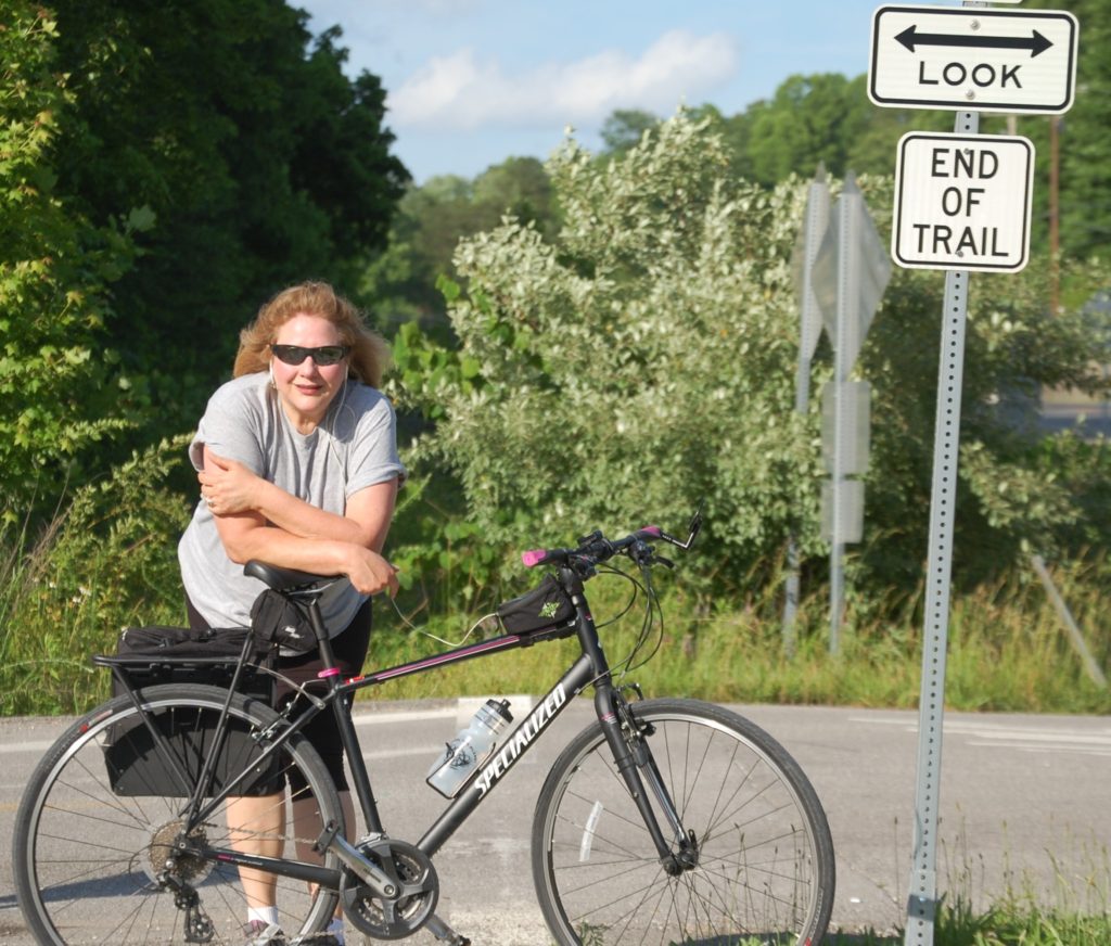 Julianne after 17 miles on the Dawkins Trail