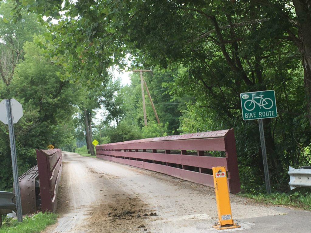 A bridge scene of the Holmes County Trail near Homlmesville